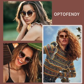 OPTOFENDY Oversized Cat Eye Sunglasses for Women, Trendy Metal Frame Sun Glasses Shades UV Protection, OP2501