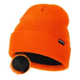 Wmcaps Classic Hat Men Women Warm Fleece Winter Hat Knitted Hat Winter Warm Soft Stretchy Breathable Gifts Men Women Cool Things, orange