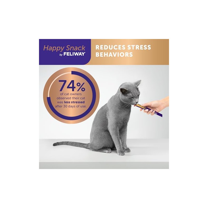 Happy Snack by FELIWAY®, Delicious, Lickable, Squeezable Purée Cat Treats