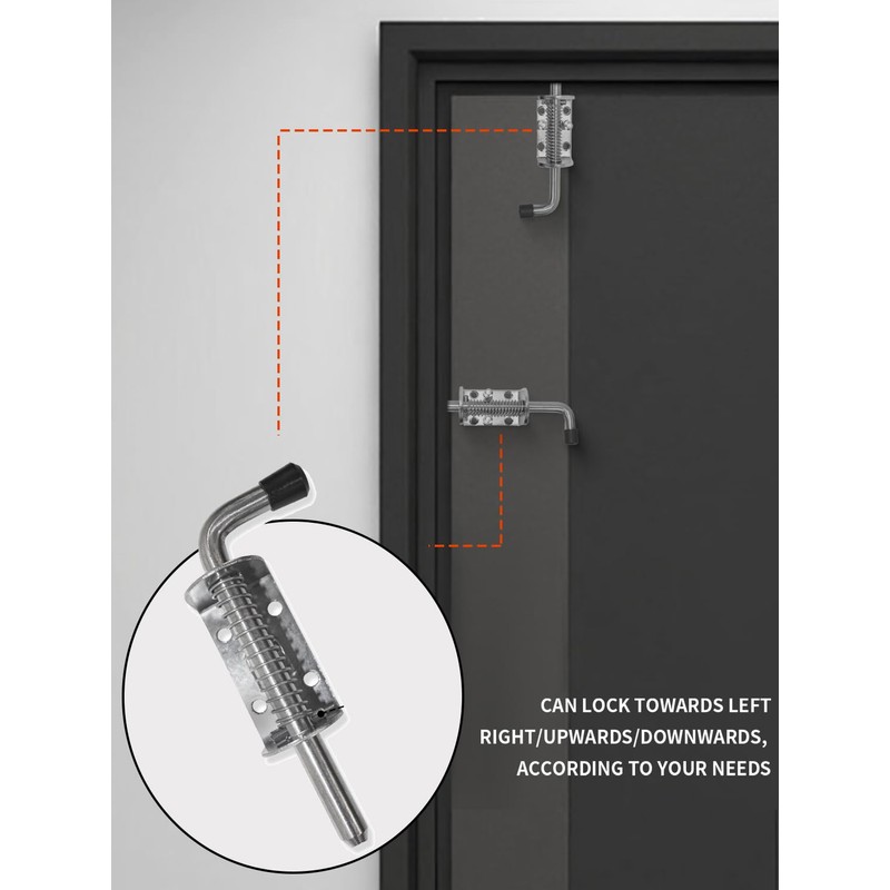 Quality Life Spring Loaded Gate Latch Pin Barrel Bolt 5in