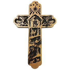 St Joseph's Catholic Giftshop Nativity Cross made from Olive Wood.