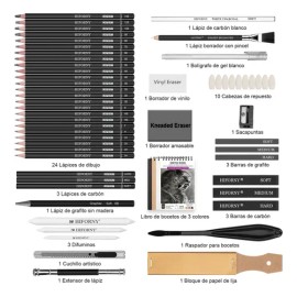 Kit De Dibujo, 58 Unidades, Juego De Lápices Para Bocetos