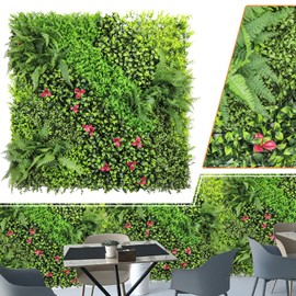 AwnPro 1PCS Artificial 3D Panel Wall Screen, 40" x 40" Grass Wall Panel, Artificial Hedge Fence Privacy Screen, Faux Ivy Vine Leaf Decorations for Outdoor Garden Decoration (Style 09)