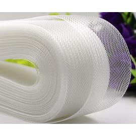 Abbaoww 50 Yards Stiff Horsehair Braid 4 Inch for Polyester Boning Sewing Wedding Dress Dance Gowns Dress Accessories, White
