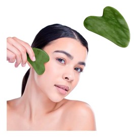 Gua Sha Cuarzo Verde Masaje Facial Antienvejecimiento Rostro Diler