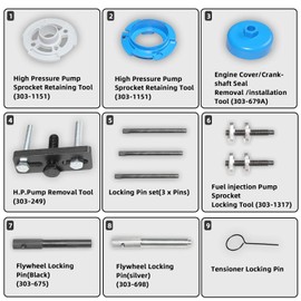 DPTOOL Injection Pump Chain Sprocket Cover Remover Installing Timing Tool Kit Compatible with Ford 2.0 2.2 2.4 3.2 TDDi TDCi Diesel Engine 303-682 303-679A 303-1151 303-249 303-675 303-698 303-1317