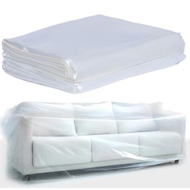 ToKinCen Furniture Dust Covers,Sofa Protector Bag Cover,1PC Plastic Sofa Cover, Transparent Sofa Dust Covers,Water Resistant,Large Heavy Duty Furniture Bed Couch Protector 300 x 200cm