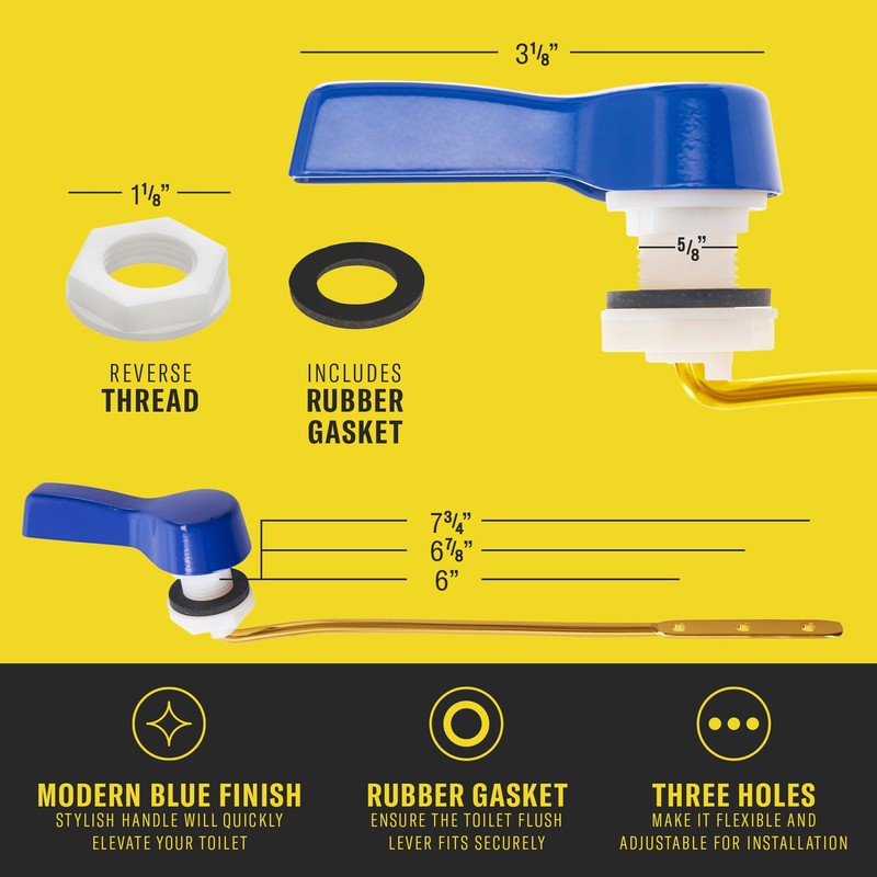 Qualihome Toilet Flusher Handle Replacement Kit - Universal Toilet Handle