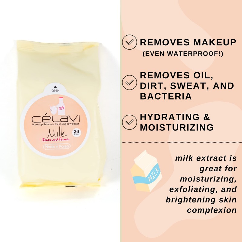 Celavi Makeup Remover Cleansing Wipes Removing Towelettes 2 Packs -