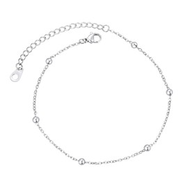 FindChic Summer Anklet for Women Girls Fashion Trendy Stainless Steel Adjustable Anklet Women Ankle Beach Jewellery Chain Length: 22 cm + 5 cm, Stainless Steel