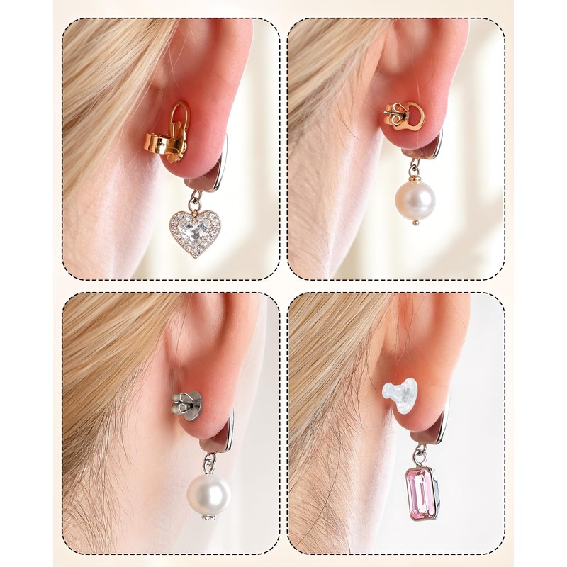 DAWZMR 12 Pairs Earring Backs for Droopy Ears, Secure Earring