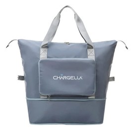 CHARGELLA Large Capacity Folding Travel Duffel Bag with Wet Pocket, Waterproof Shoulder Tote Bag for Women with USB Charging Port, Business Work Office Ladies Luggage Hand Bag Florentine (Blue)