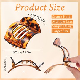 Kifmurase 6 Stück Leopard Flache Haarklammern, Rutschfeste Helle Flachliegende Klauenklammern Starker Halt Große Seitliche Runde Haarspange zum Hineinlegen für Frauen Mädchen Dünn und Dick