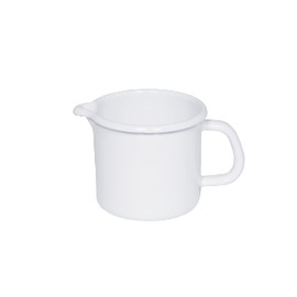 Riess, 0054-033, Sippy Pot Diameter 16 cm, White, Enamel, Volume (rec.): 2.0 Litres, Made in Austria, LWH: 23.5 x 17.5 x 13.0 cm, 0.750 kg, Jug with Handle, Lid, Compatible with Induction Cooker