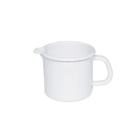 Riess, 0054-033, Sippy Pot Diameter 16 cm, White, Enamel, Volume (rec.): 2.0 Litres, Made in Austria, LWH: 23.5 x 17.5 x 13.0 cm, 0.750 kg, Jug with Handle, Lid, Compatible with Induction Cooker