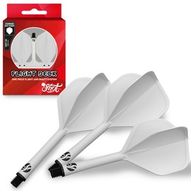 Shot! Darts Flight Deck One Piece Dart Flight and Shaft System - Set of 3 (Inbetween, White)