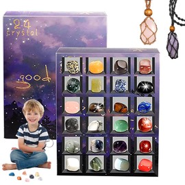 Mineup Advent Calendar 2024 for Children Crystals 24 Days Christmas Advent Calendar Countdown Advent Calendar 2024 Children Christmas Gift for Boys Girls Geology Enthusiasts