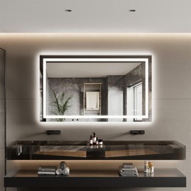48”x36” Bathroom Mirror, LED Mirror for Bathroom, Vanity Mirror with Dimmable Lights, Anti-Fog and 3 Color Temperature, Back Lit + Front Lit.