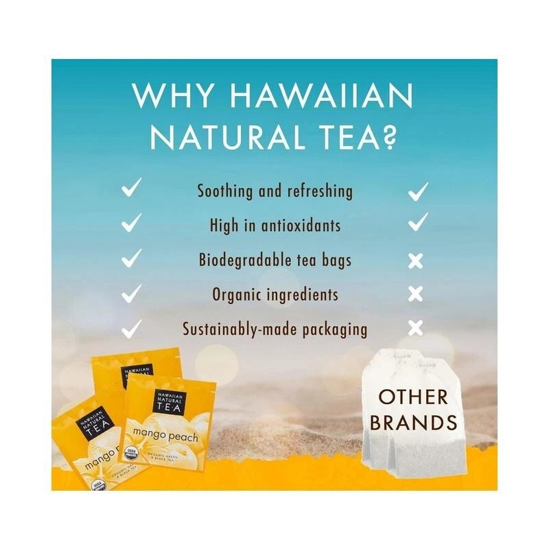Hawaiian Natural Tea Mango Peach Flavored Organic Tea - Tropical