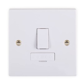 Standard White Fused Connection Unit, 13A Single Fused Unit, Premium Curved Edge Fused Connection Unit, Anti-Microbial Plastic Wall (FCU) (13A Switched FCU)