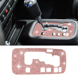 Zufoty Bling Gear Shift Box Frame Cover Trim Sticker, Gear Shift Panel Trim Sticker, Bling Car Interior Accessories for Women Men, Compatible with Wrangler 2012-2018 (Pink)
