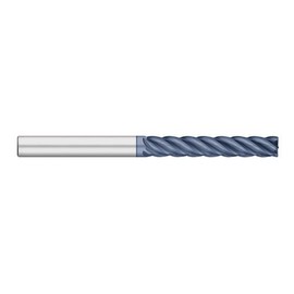 Titan TC28005 Solid Carbide End Mill, Extra Long Length, 5 Flute, Corner Radius, ALCRO-Max Coated, 1/2" Shank Diameter, 6" Overall Length, 3" Length of Cut, 0.060" Corner Radius