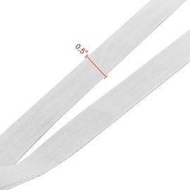 Natural Cotton Twill Tape 50 Yards Bunting Bias Tape 1/2 Inch Herringbone Webbing Tape Roll for Apron Sewing Dressmaking Craft (White)