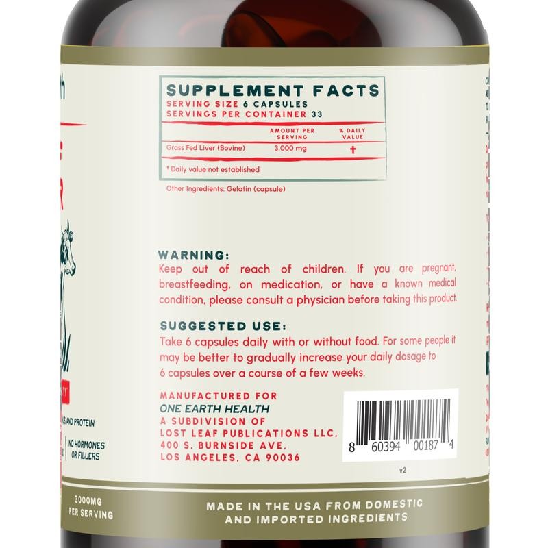 One Earth Health New Zealand 100% Grass Fed Beef Liver
