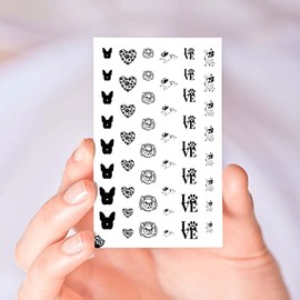 French Bulldog Clear Water-Slide Nail Designs