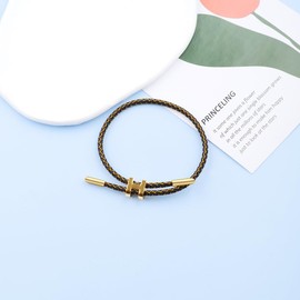 Viwind Women's Adjustable Steel Wire Bracelets 23 cm Braided Titanium Steel Woven Bracelet Friendship Bracelet with Gift Box, Stainless Steel