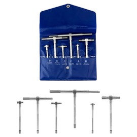 QWORK 5/16" to 6" Telescopic Gauge Bore Gauge, 6 Pack Hole Gauge Set, Premium Steel T-Bore Hole Gauges Set, Measurement Tool, Telescoping Full Round Bore Gauge