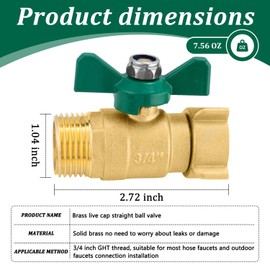 Kruuvax Garden Hose Shut Off Valve, 3/4'' Heavy Duty Water Hose Shut Turn Off Valve, Full Flow Water Shut-Off Connector, Hose Ball Valve Adapter Coupling with 360 Degree Rotatable Swivel Joint
