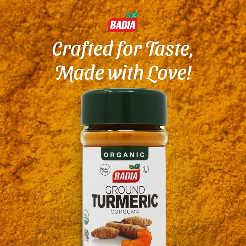 Badia Organic Turmeric Powder, 2 oz – Rich in Curcumin,