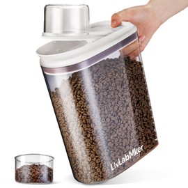 LivLab Mker 3.5L/4Lbs/62oz/3.3QT Airtight Dog food storage container with handle,Dog Treat Container With Measuring cup,Dry Pet Food storage bin for Dogs,Cats,and Birds