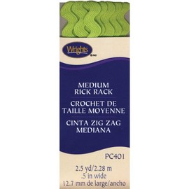 Wrights 1/2 by 2-1/2-Yard Rickrack, Medium, Lime Green