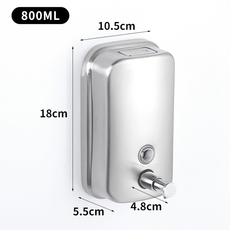 800ml Wall Mount Manual Soap Dispenser Stainless Steel Commercial Soap