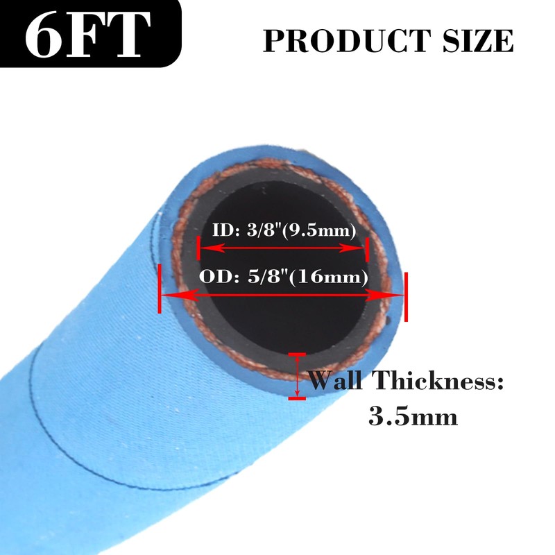 Fuel Line Hose 6AN 3/8" High Pressure Hose 750PSI for