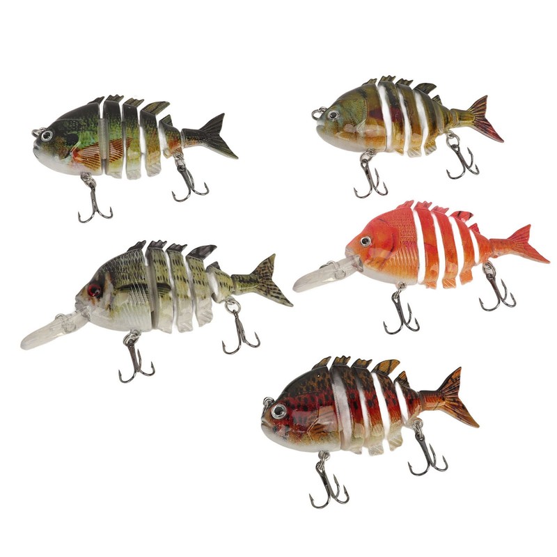 Segmented Fishing Lure Hard 6 Sections with High Carbon Treble