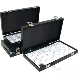 FindingKing 72 Gem Jars White Display Tray Gemstone Travel Case