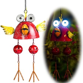 Rooster Solar Wind Chimes for Outside,Funny Chicken Decor for Outdoor Patio Porch or Backyard, Rooster Decor Gift for Women, Mom, Grandma, Unisex (Red)