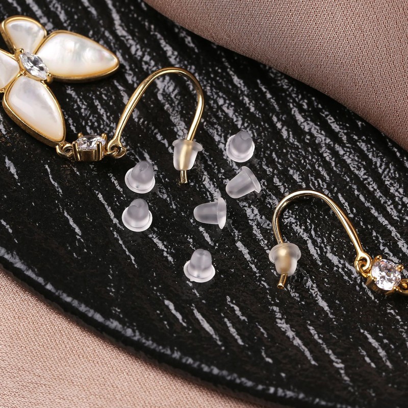 Silicone Earring Backs, 200 Pack Clear Hypoallergenic Replacement Stoppers for