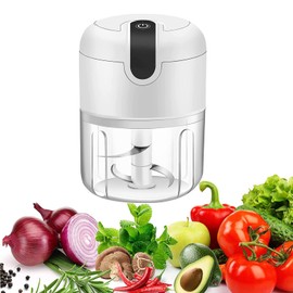 Vshinic Electric Mini Garlic Chopper,Food Processor,Portable Cordless Garlic Mincer Masher,Meat Grinder with USB Charging For Vegetable,Chili,Fruits,Ginger,Baby Food,Seasoning 250ml(White)