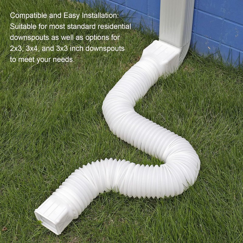 2 pack Flexible Rain Gutter Downspout Extensions,Drain Downspout Extender,Gutter Extension