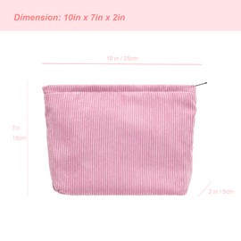 PAZIMIIK Makeup Bag Large Zipper Corduroy Make Up Pouch for Purse Travel Canvas Cosmetic Organizer for Women Brush Storage,Pink