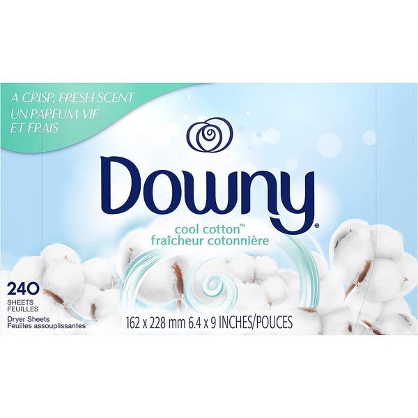 Downy Dryer Sheets Laundry Fabric Softener, Cool Cotton, 240 Count