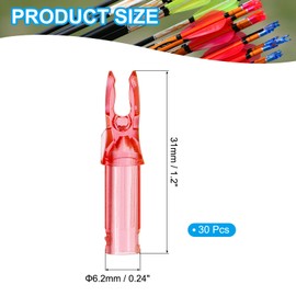 sourcing map Archery Arrow Nocks Plastic Carbon Arrow Inserts .244"/6.2mm for DIY Hunting Shooting Compound Recurve Bow(Transparent Red, Pack of 30)