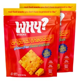 WHY? SNACKS NEW & IMPROVED FORMULA, Gluten-Free Cheddar Crackers, 2 bags, 4.0 Oz Each, Seed Oil Free, Non-GMO, All Natural, Clean Ingredients