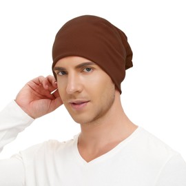 Unisex Slouchy Beanie Cotton Lightweight Beanie Hat Skull Cap Night Sleep Hat Hip-Hop Hat, Coffee, One Size