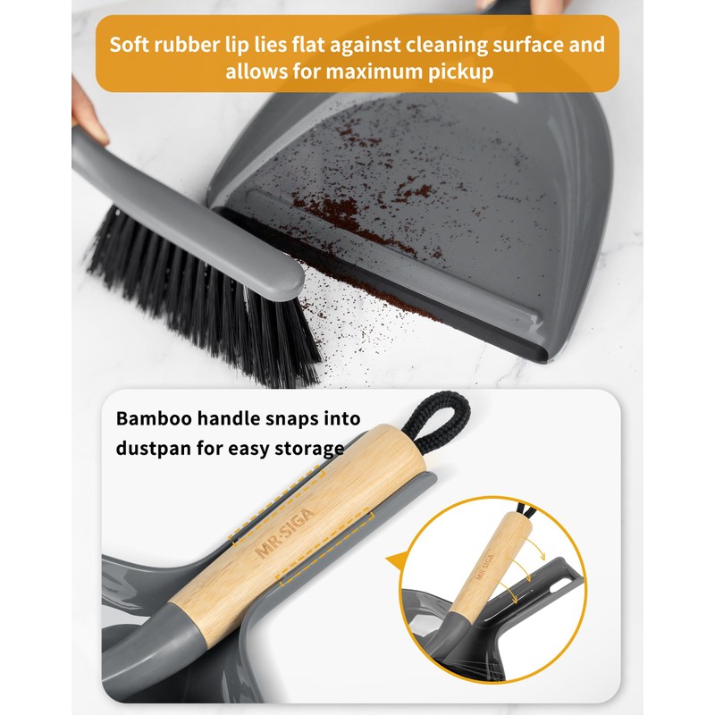 MR.SlGA Dustpan and Brush Set, Portable Cleaning Brush and Dustpan