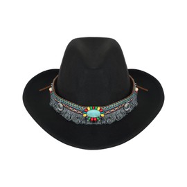 Unisex Wide Brim Fedora Hat Felt Panama Fedora Hat Elegant Trilby Hat Vintage Gentleman Jazz Hat Winter Bowler Cap Top Hat Fashion Derby Party Hat for Women Men Travel Beach Party Outdoor 55-58CM